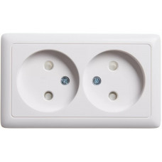 Розетка Schneider Electric Wessen 2-я без заземляющих контактов со шторками белая