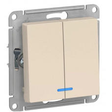 Выключатель Schneider Electric Atlas 2-клавишный с индикацией без рамки бежевый
