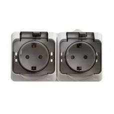 Розетка Schneider Electric Этюд ip44 2-я с крышкой 2х2 наружная белая