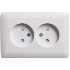 Розетка Schneider Electric Wessen 2-я без заземления со шторками белая