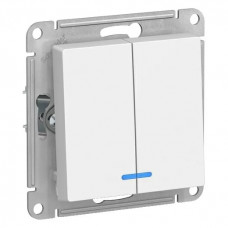 Выключатель Schneider Electric Atlas 2-клавишный с индикацией без рамки белый