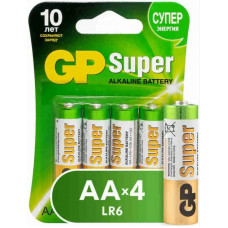 Элемент питания gp super 15a aa/lr6х4шт